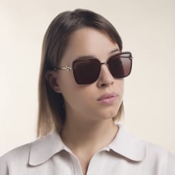 Shop BVLGARI Wide Square Sunglasses in Pale Gold online.