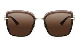 Shop BVLGARI Wide Square Sunglasses in Pale Gold online.