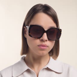 Shop Dolce & Gabbana Wide Square Sunglasses in Havana online.
