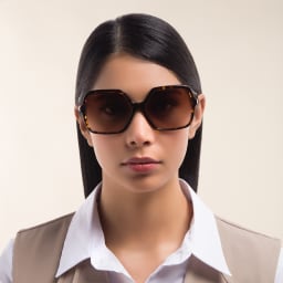 Shop BURBERRY Square Sunglasses in Dark Havana online.