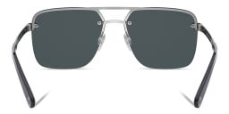 Shop BVLGARI Rimless Wide Rectangle Sunglasses in Gunmetal online.