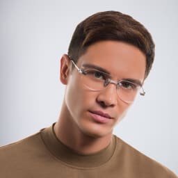 Shop Cartier Première de Cartier Rimless Wide Eyeglasses in Silver online.