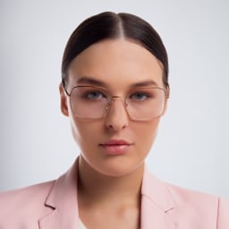 Shop MIU MIU Wide Square Eyeglasses in Pink Gold online.