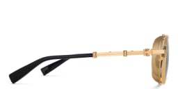 Shop BALMAIN Brigade I Unisex Round Sunglasses in Gold online.