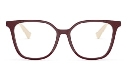 Shop VALENTINO Stud Square Eyeglasses in Burgundy online.