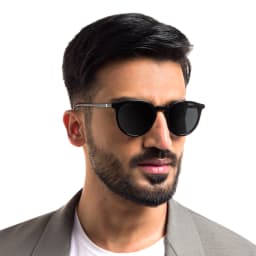 Shop EYE'M Round Sunglasses in Black online.