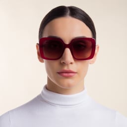 تسوق نظارة شمسية بإطار مربع EYE'M بلون Red أونلاين.