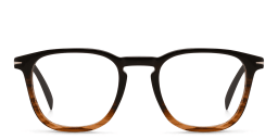 Shop DAVID BECKHAM Square Eyeglasses in Brown Horn online.