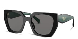 Shop PRADA Logo Signature Rectangle Sunglasses in Black online.
