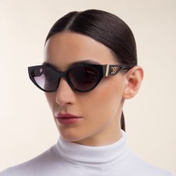 Shop Dolce & Gabbana Cat Eye Sunglasses in Black online.