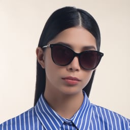 Shop BVLGARI Cat Eye Sunglasses in Black online.