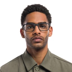 Shop Emporio Armani Rectangle Eyeglasses in Matte Black online.