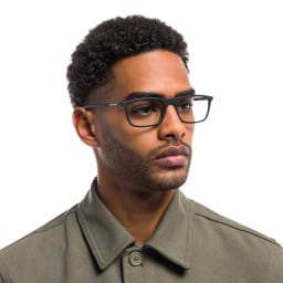 Shop Emporio Armani Rectangle Eyeglasses in Matte Black online.