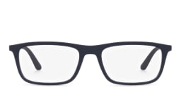 Shop Emporio Armani Rectangle Eyeglasses in Blue online.
