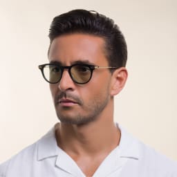 Shop AKONI Gemini Unisex Round Eyeglasses in Black online.