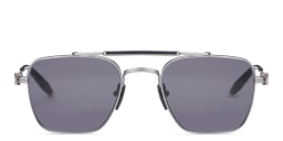 Shop AKONI Europa Unisex Square Sunglasses in Silver online.