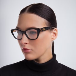 Shop PRADA Cat Eye Eyeglasses in Black online.