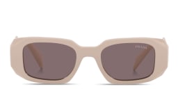 Shop PRADA Rectangle Sunglasses in Shiny Beige online.