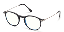 Shop TOM FORD Round Eyeglasses in Shiny Black online.
