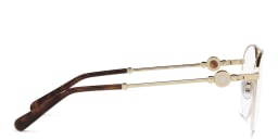 Shop BVLGARI Half Rim Round Eyeglasses in Pale Gold online.