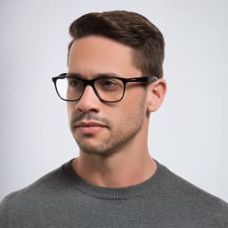 Shop GIORGIO ARMANI Wide Square Eyeglasses in Black online.