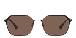Shop Emporio Armani Irregular Sunglasses in Black online.