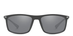 Shop Emporio Armani Rectangle Sunglasses in Matte Grey online.