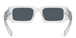 Shop PRADA Logo Rectangle Sunglasses in Transparent Grey online.