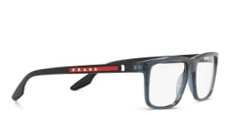 Shop Prada Linea Rossa Pillow Eyeglasses in Blue Transparent online.