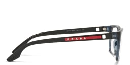 Shop Prada Linea Rossa Pillow Eyeglasses in Blue Transparent online.