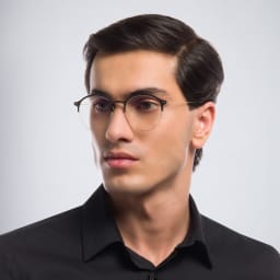 Shop MONOGRAM Unisex Half Rim Round Eyeglasses in Black online.