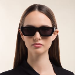 Shop OFF WHITE Unisex Rectangle Sunglasses in Polished Black online.