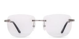 Shop Cartier Santos de Cartier Wide Rimless Eyeglasses in Silver online.