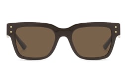 Shop VERSACE Greca Motif Square Sunglasses in Brown online.