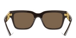 Shop VERSACE Greca Motif Square Sunglasses in Brown online.
