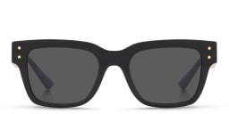 Shop VERSACE Greca Motif Square Sunglasses in Black online.