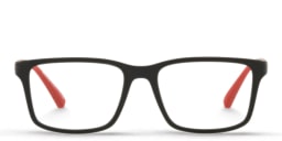 Shop Emporio Armani Kids Rectangle Eyeglasses in Black online.