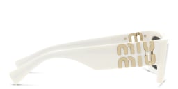 Shop MIU MIU Rectangle Sunglasses in White online.