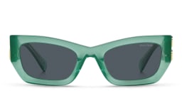 Shop MIU MIU Rectangle Sunglasses in Green online.