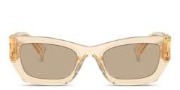 Shop MIU MIU Rectangle Sunglasses in Sand Crystal online.