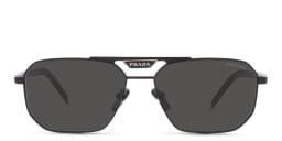 Shop PRADA Rectangle Sunglasses in Black online.
