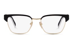 Shop PRADA Irregular Eyeglasses in Black/Pale Gold online.