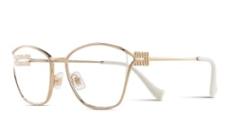 Shop MIU MIU Wide Irregular Eyeglasses in Pale Gold online.