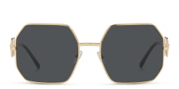 Shop VERSACE Medusa-Embellished Irregular Sunglasses in Gold online.