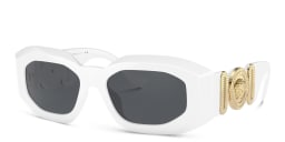 Shop VERSACE Irregular Sunglasses in White online.
