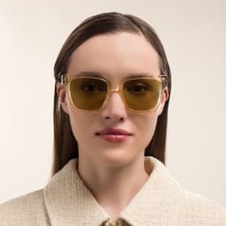 Shop SAINT LAURENT Unisex Square Sunglasses in Yellow online.