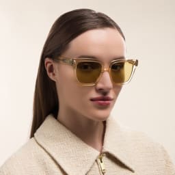 Shop SAINT LAURENT Unisex Square Sunglasses in Yellow online.