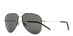 Shop SAINT LAURENT Unisex Half-Rim Aviator Sunglasses in Silver online.