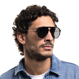تسوق نظارات شمسية أفياتور EYE'M بلون أسود فضي أونلاين.