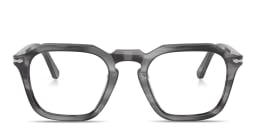 Shop PERSOL Unisex Square Eyeglasses in Striped Grey online.